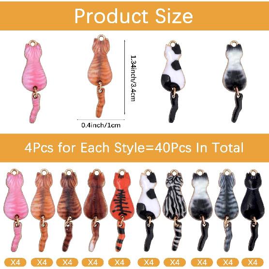 

40Pcs Cat Charms Alloy Enamel Kitten Pendants Cute Cartoon Animal Charms for Jewelry Bracelets Necklace Earrings Keychains Making DIY Craft Supplies