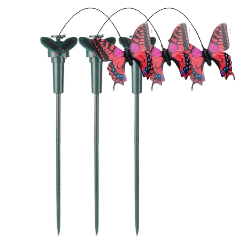 1-3PCS Solar Powered Flying Humming Bird Dancing Fluttering Butterflies Ornaments Waterproof Garden Yard Home Farmland Decor