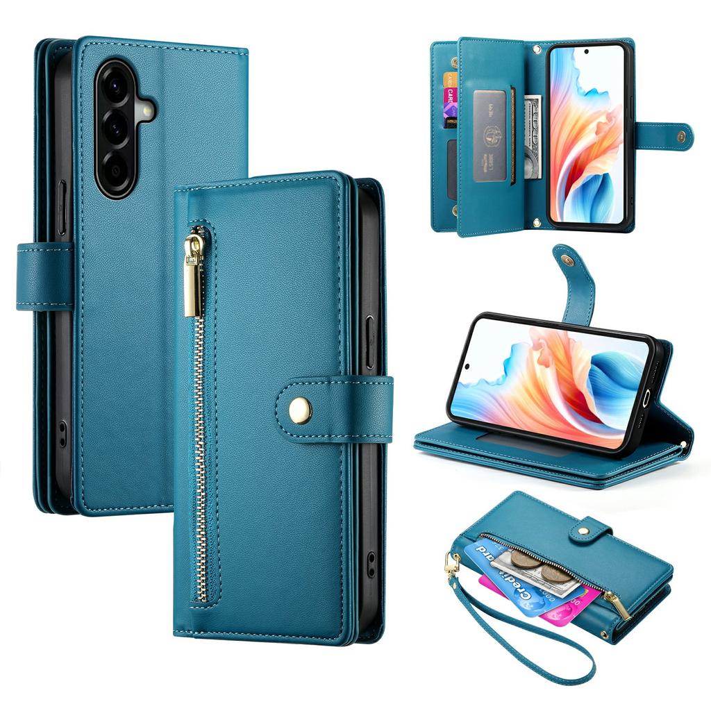 For Samsung Galaxy A57 5G Case Zipper Pocket Wallet Leather Phone Cover with Straps
