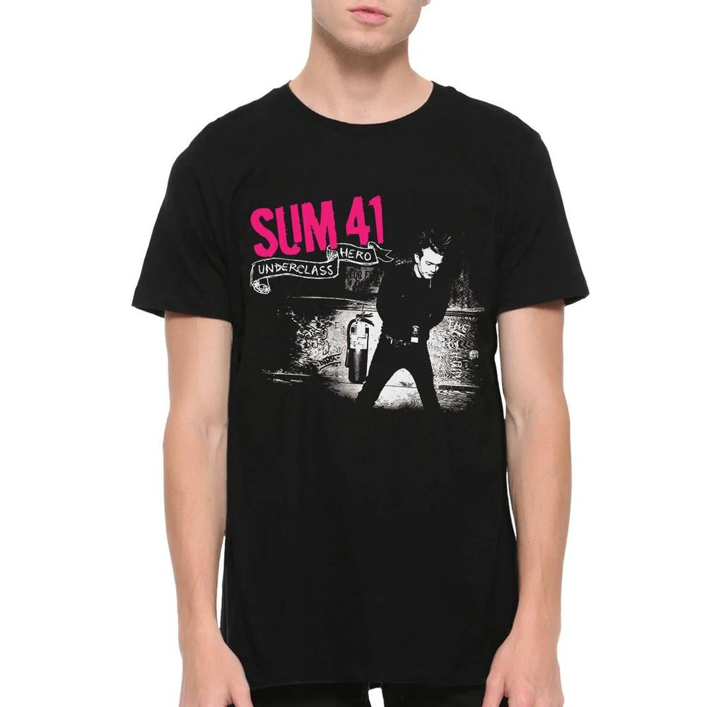 Группа Sum 41 спасибо за подписи Черная S-4XL CG411 Унисекс Футболка XXXXL