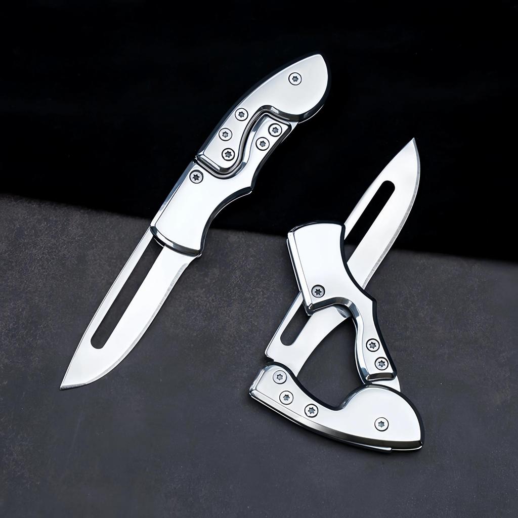 Outdoor Folding Knife Fruit Knife Stainless Steel Camping Knife Mini Mechanical Folding Knife Keychain Carrying Pocket Knife