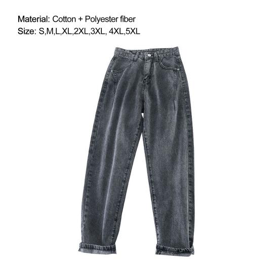Buy Jeans Loose Colorfast Cotton Women High Waist Pants for Daily Wear