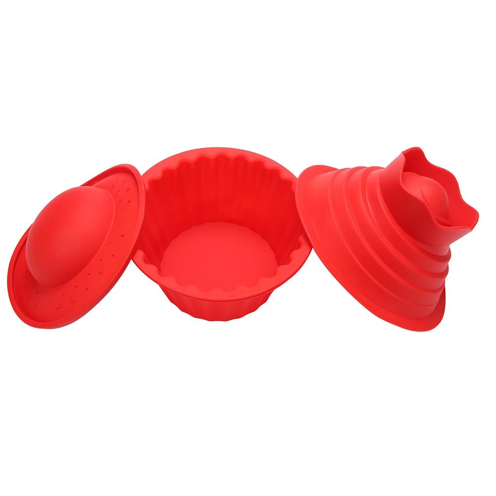3Pcs/set Food Grade Silicone Cake Molds Ice Cream Bread Mousse Mould Baking Tool Red