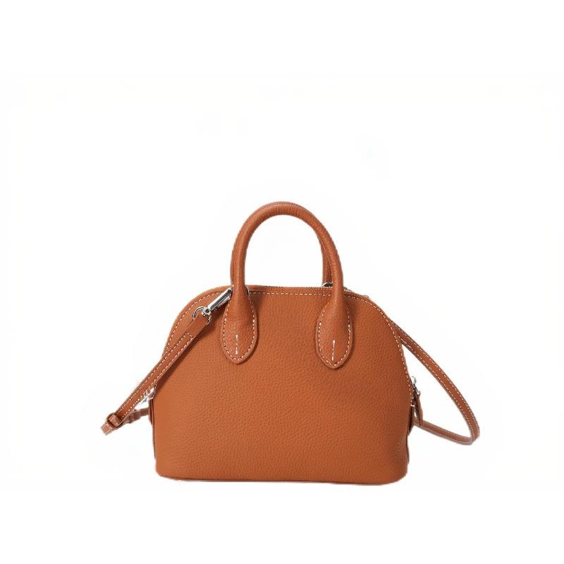 Bowling Bag Versatile for Commuting Genuine Leather Women's Bag High-end Shell Bag