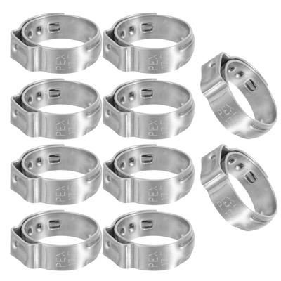 10Pcs Single Ear Drive Hose Clip Stainless Steel Hose Clamps Heavy Duty Water Gas Pipe Clip Corrosion Resistant Assorted