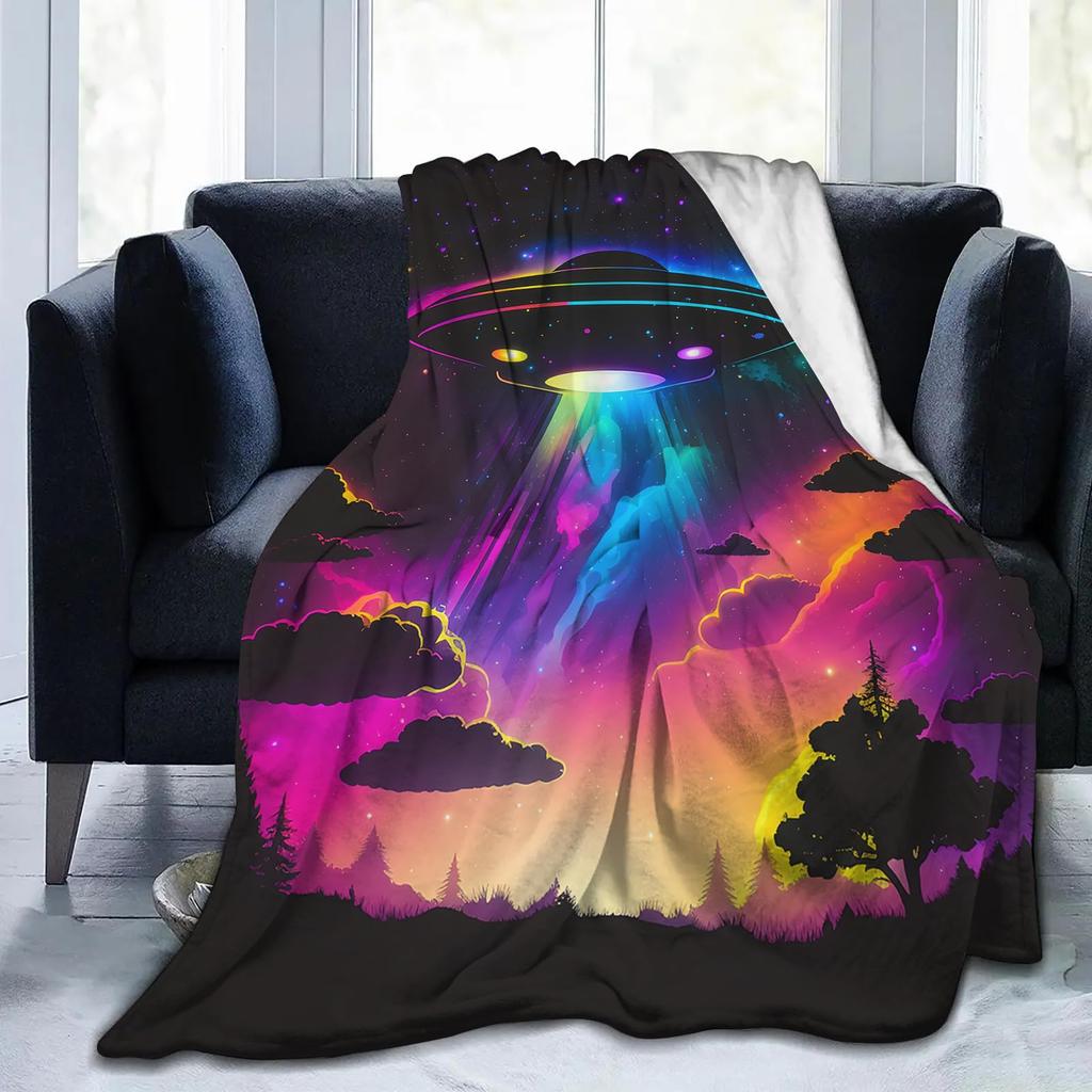 Astronaut Space Blanket, Fleece Flannel Blanket, Cozy Plush Blanket Warm Air Conditioning Blanket for Sofa, Bedroom, Office, Bed