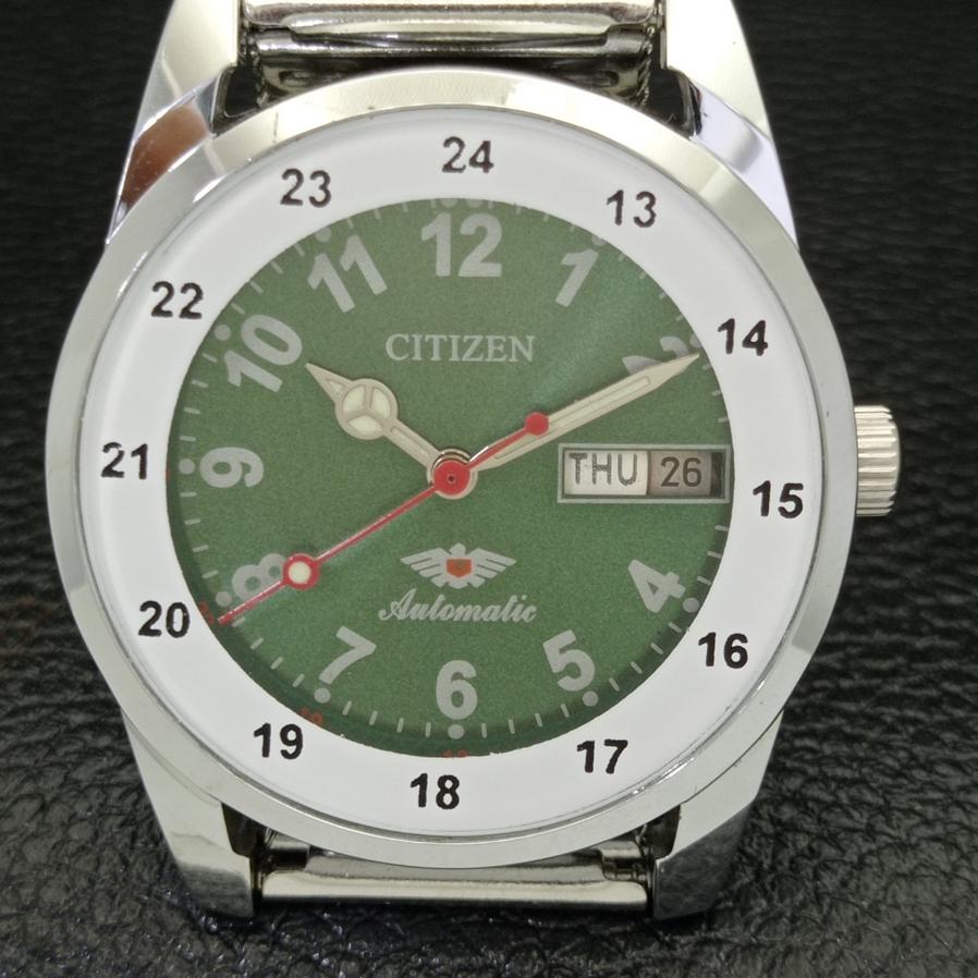 Citizen 8200 AUTOMATIC MENS REFURBISHED JAPAN GREEN DIAL WRIST WATCH A426408-2 RL-a426408
