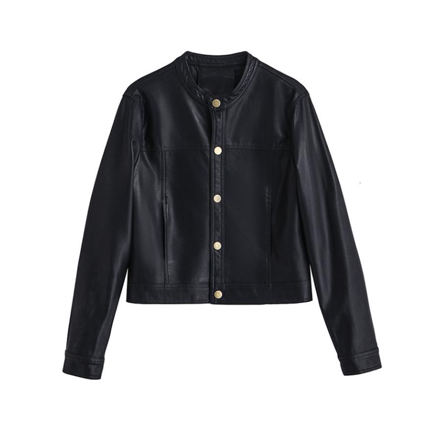 Temperament Long-sleeved Design Leather Jacket Women's Spring and Autumn New Locomotive Thin Fashion Versatile Jacket Short