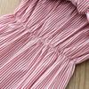 Neugeborenes Kleinkind Baby Mädchen Schulterfrei Gestreifter Strampler Body Stirnband Outfits