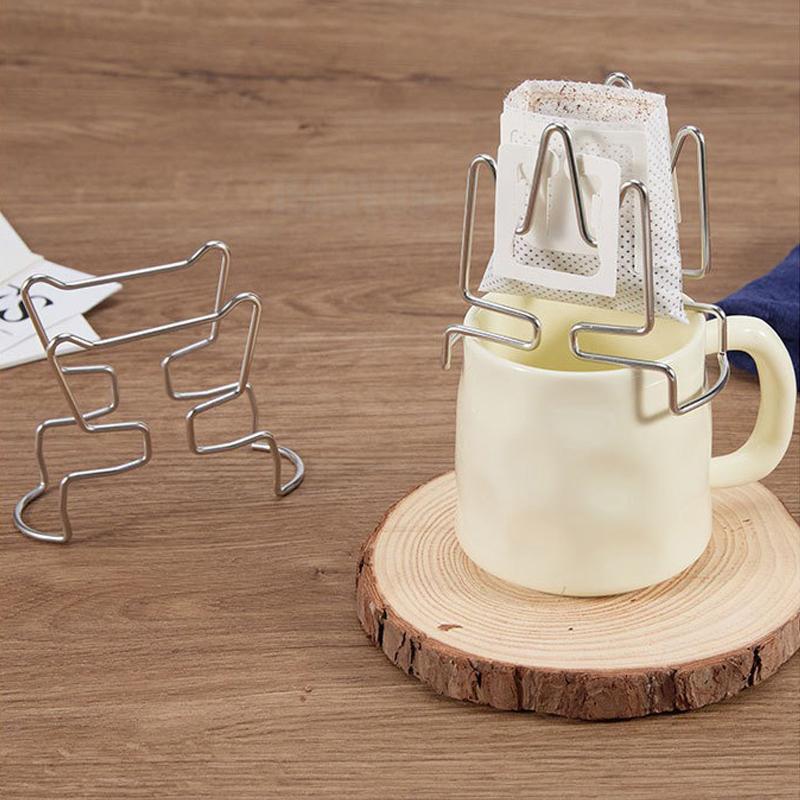 Stainless Steel Reusable Holder For Japanese Style Disposable Ears Filter Bags Coffee Cup Dripper Baskets Filter Paper Bag Shelf