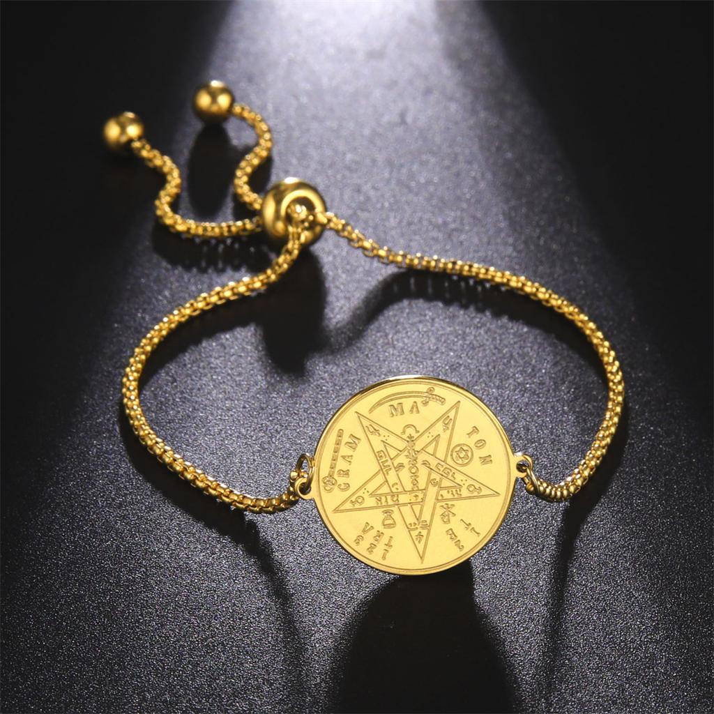 Wicca Tetragrammaton Pentacle Bracelet Stainless Steel Magical Solomon Seal Pentagram Protection Sacred Amulet Jewelry