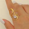 316L Stainless Steel Zircon Inlay Irregular Ring Premium sense niche for Women Retro Metal Open Rings Party Jewelry Gifts