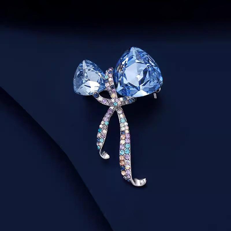 Темпераментная лента хрустальная брошь высокого класса женская ретро элитная бант корсаж булавка костюм платье аксессуары