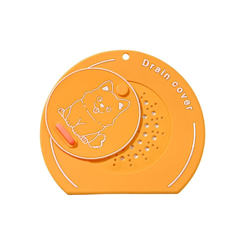 Silicone Floor Drain Cover Anti-odor Cartoon Dog Floor Drain Mat Anti-insect Anti-blocking Kitchen Sink Seal Mat