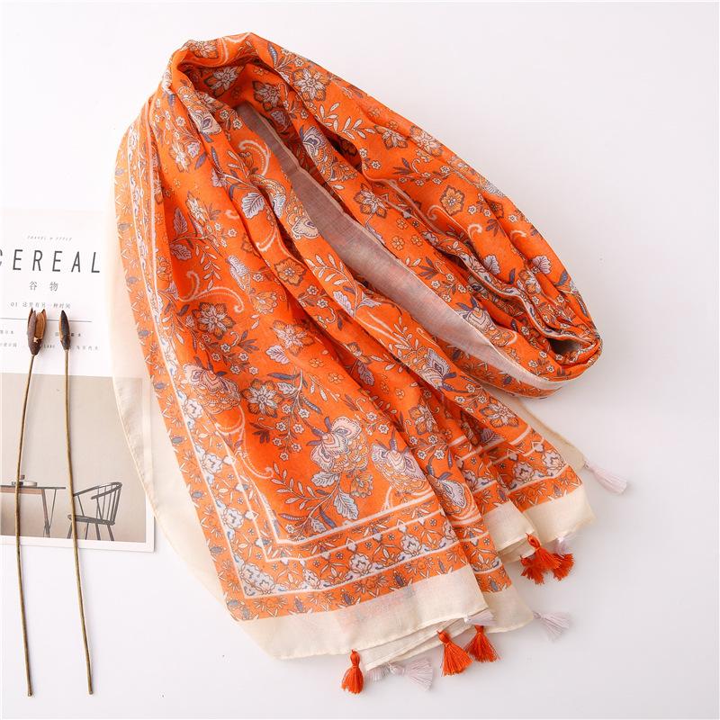 Women Scarf Shawl Cotton Linen Feeling Tassels Pashmina Muslim Hijabs Wraps Lady Viscose Scarf Foulard Bufanda