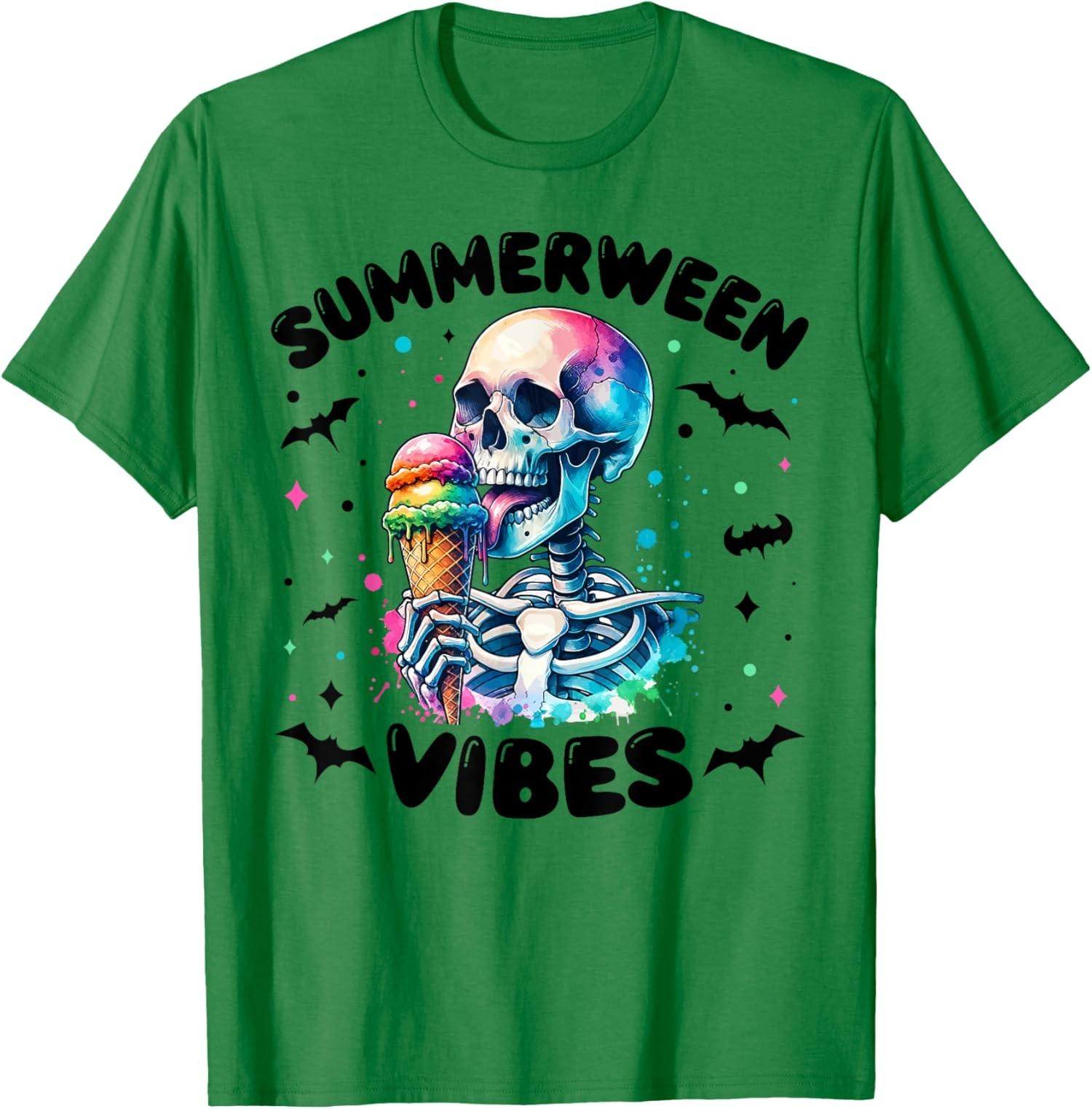 Vibes Skeleton Cream Summer Vacation Funny Unisex T-Shirt S