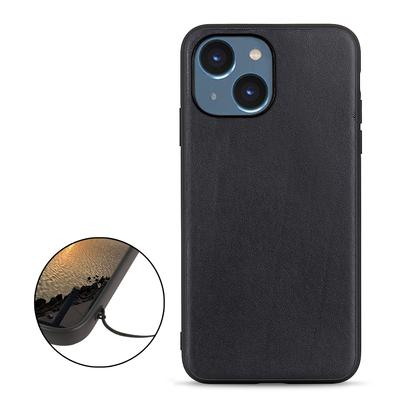 For iPhone 15 Anti-Dust Genuine Cow Leather+TPU Mobile Cover Shockproof Cell Phone Case