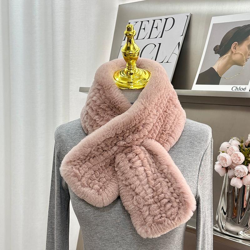 Imported Korean version of real Rex rabbit fur scarf simple long woven Mao Mao scarf warm double-sided thickened women