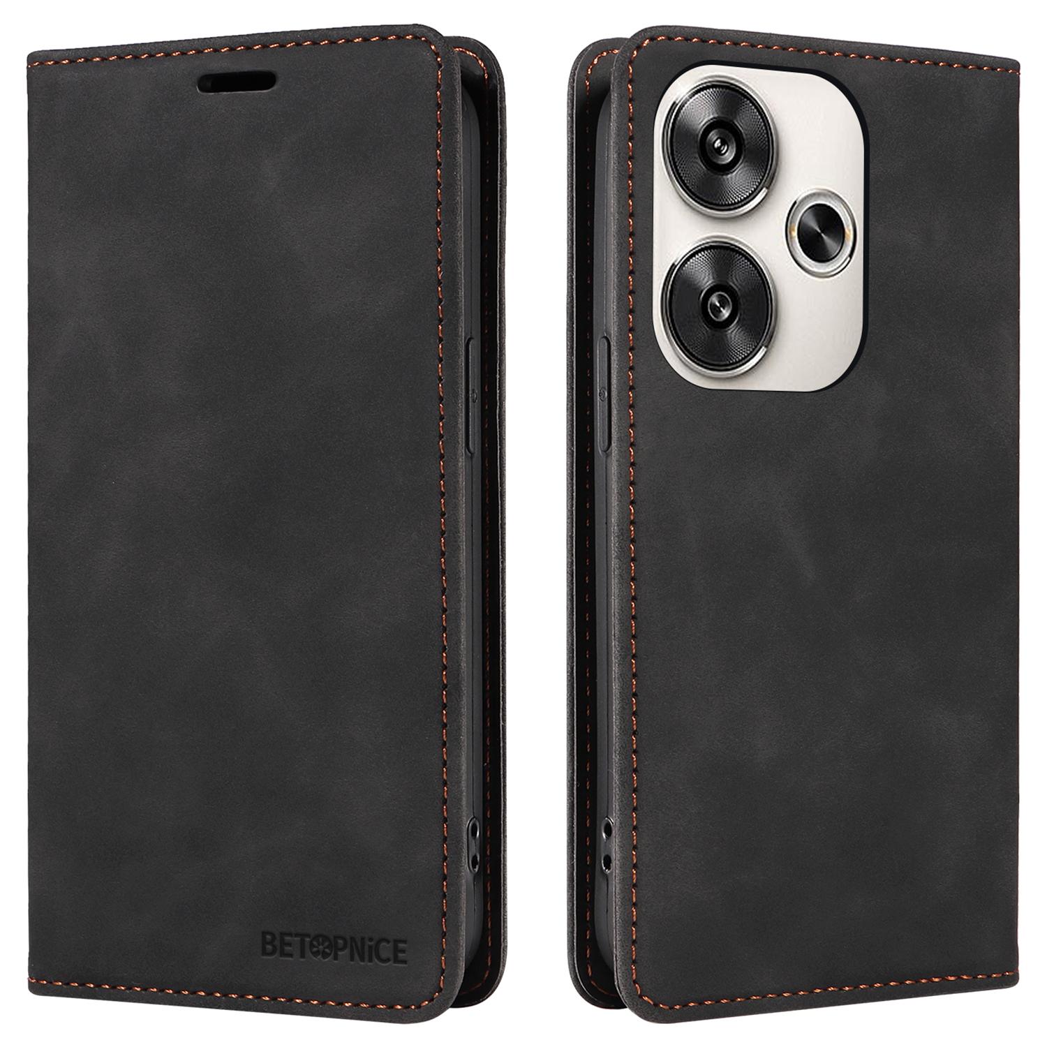 

BETOPNICE 003 For Xiaomi Redmi Turbo 3 5G/Poco F6 5G Case RFID Blocking Leather Phone Cover Black