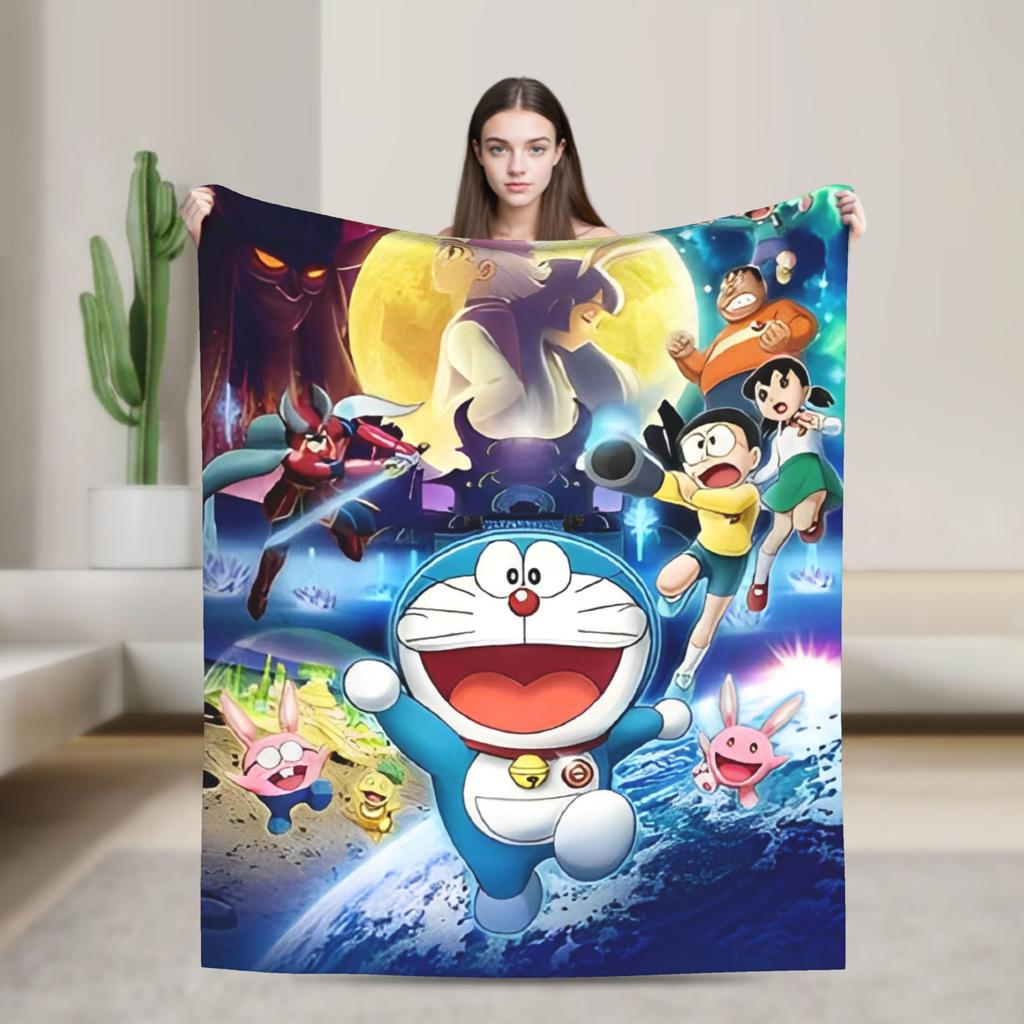 Cartoon D-Doraemon  Warm Soft Blanket  Camping Plush Throw Blanket Novelty Bedroom Flannel Bedspread Sofa Bed Cover