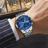 POEDAGAR Luxury Man Clock Waterproof Luminous Week Date Fashion Men's Wristwatch Stainless Steel Business Quartz Watches For Men