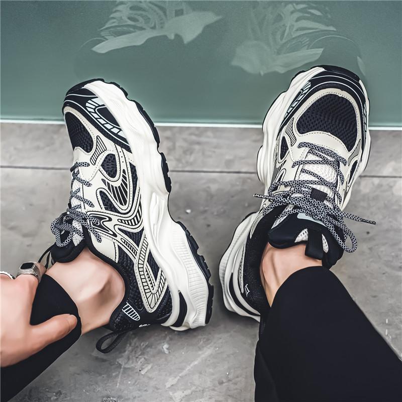 Autumn and winter new men's thick-soled heightening dad shoes, fleece and fleece warm cotton shoes, casual sports live broadcast men's shoes