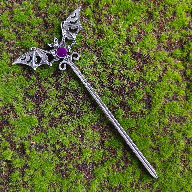 Witch Sword Crescent Moon Goddness Hair Stick Pagan Occulet Hairpin Amulet Spirit Hair Jewelry For Women