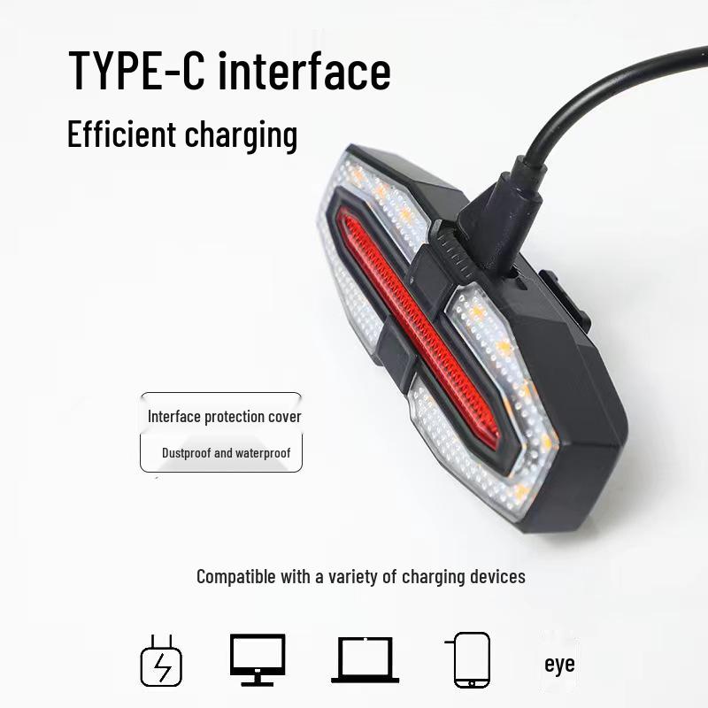 2024 USB Rechargeable Bicycle Turn Signals with Horn and Wireless Remote-Controlled Bright Rear Light for Night Riding.