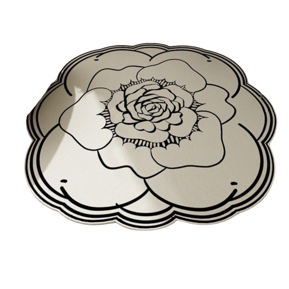 

Dirt Resistant Camellia Rug Non-Slip Plush Carpet Light Luxury Crystal Velvet Carpet Bedroom