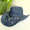 2026straw New cowboy hat women'shollow woven cowboy straw hat retro elegant western cowboy wide brim hat
