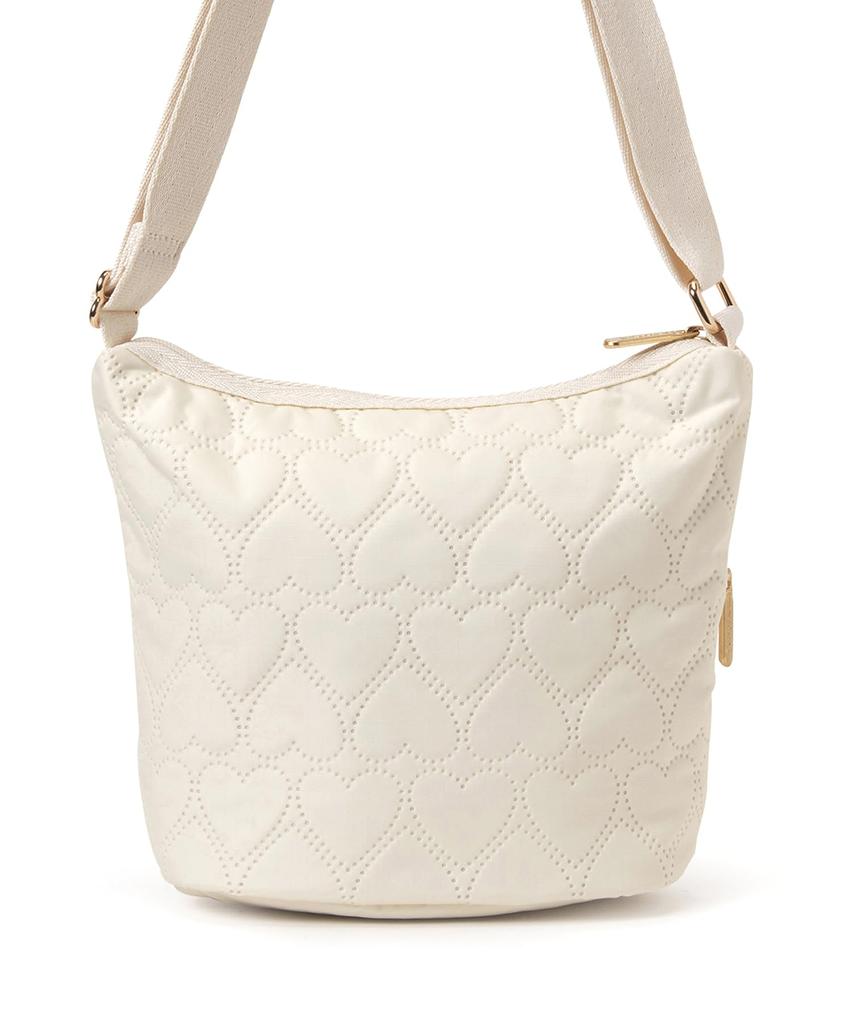 MINI BUCKET SHOULDER BAG1237Ecru Heart Debossed