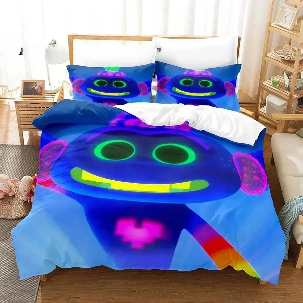 3D Print Cartoons Bed Sheet Set Trolls Bedding Set Printed With Pillowcase Bed Duvet Cover Soft Queen King Size Bedclothes Home