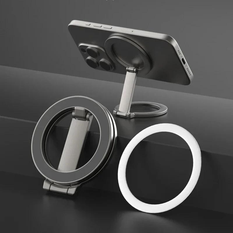 Double Magnetic Phone Ring Holder Foldable Stand Compatible with iPhone 16 12 13 14 15 Series MagSafe Phone Grip Stand