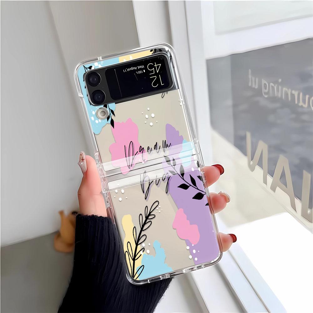 Capa de Celular Libélula em Flor Para Samsung Z Flip 3 4 5 6 F711 Capas Funda Para Samsung Z FLIP 3 4 5 6 Capa Cover Funda Coque