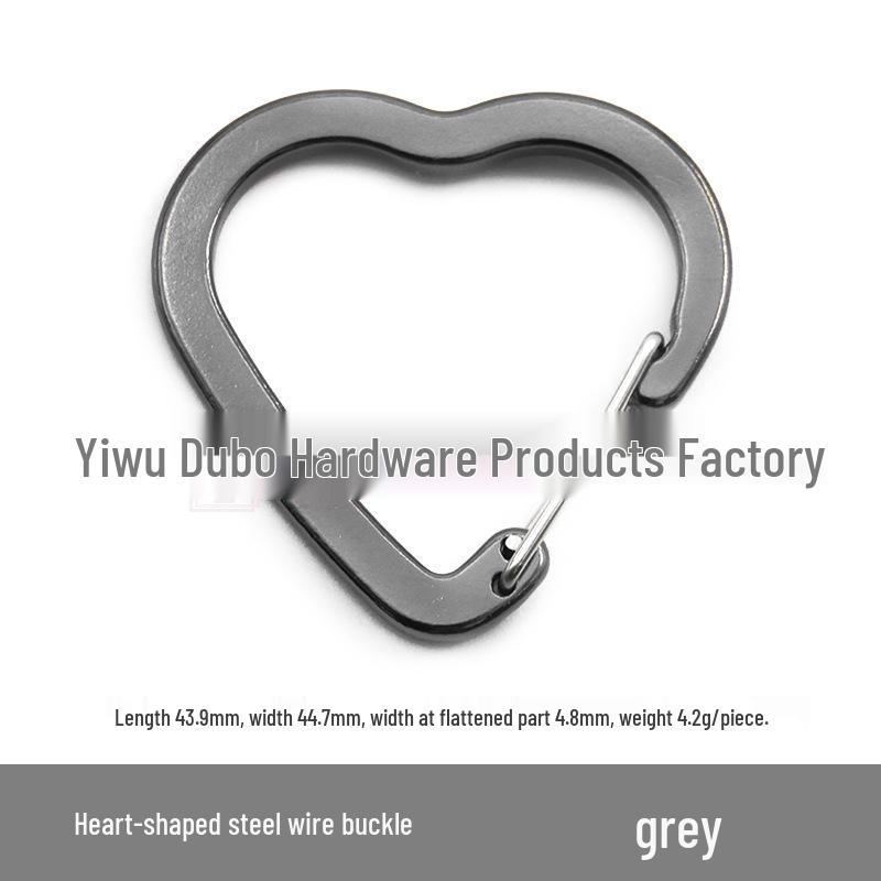 Heart-shaped Aluminum Carabiner Keychain with Steel Wire Hook and Multi-functional Buckle