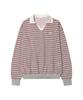AMES-WORLDWIDE V Neck Collar Stripe Sweatshirt Gray