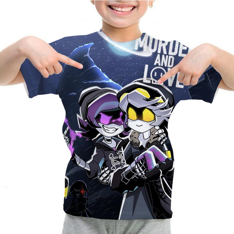 Murder Drones Cartoon 3d Print T-Shirt for Boys Girls Casual Clothing Summer Crew Neck Short Sleeve Tees Fashion Kids T-shirt