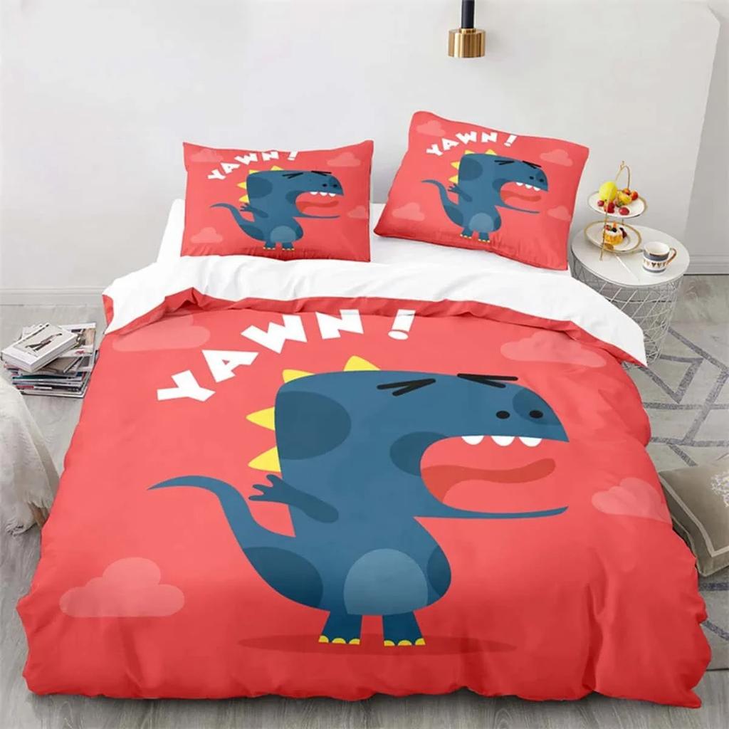 Desene animate dinozaur pilotă capac drăguț animal lenjerie de pat set twin pentru copii băieți fete decor microfibră pilotă capac cu fețe de pernă