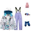 Children's Fashion Skiwear Set Boys' And Girls' Thickened Waterproof Thermal Ski Suit Five-Piece Outfit With Jacket And Trousers