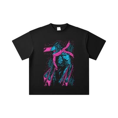 260 GSM Double Yarn 32 Count 100% Cotton Chainsaw Man V10 Denji Print Unisex Heavy Cotton T Shirt