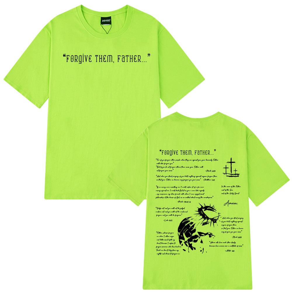 Forgive Them Father Bible Christian Religious Jesus Vintage T-shirt Men Women Cotton Casual Oversized Hip-hop T Shirt Streetwear