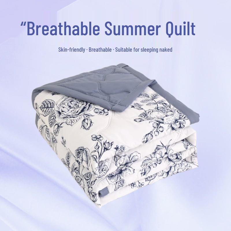 INS Skin-Friendly Washable Cotton Summer Quilt - Brushed Flannel Cooling Blanket for Dorms