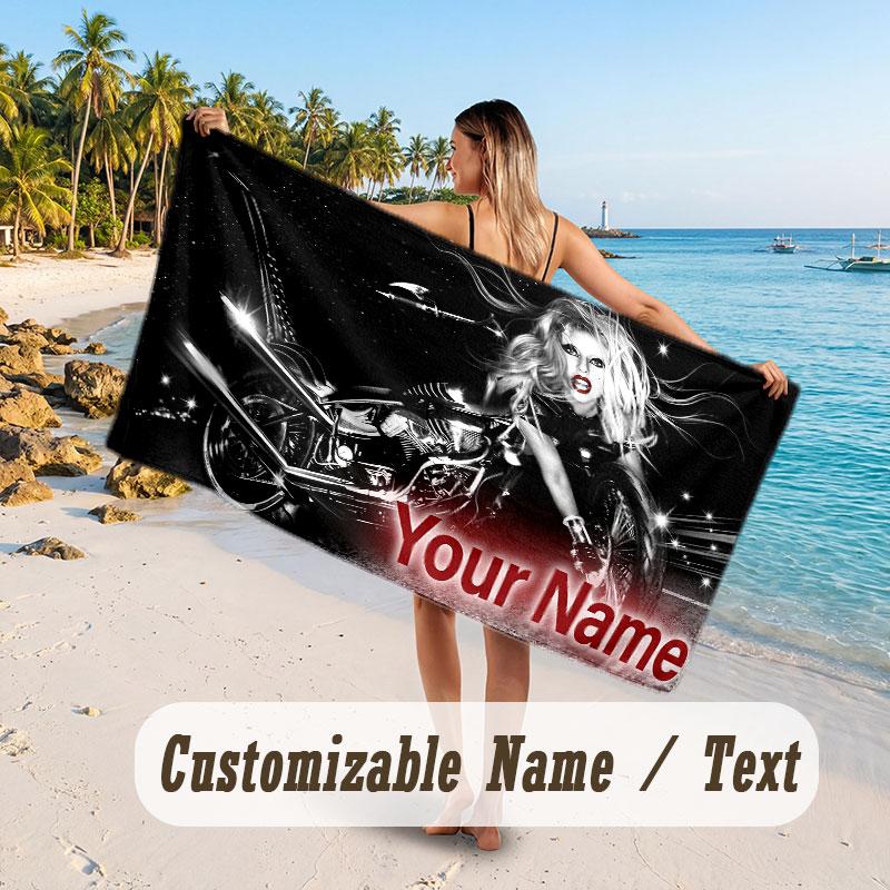 Custom Name Large Beach Towel,Lady Gaga Quick Absorbent Towel For Outdoor Travel Poolside