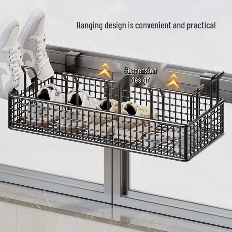 Outdoor Shoe and Clothes Drying Rack with Anti-Theft Window Hook