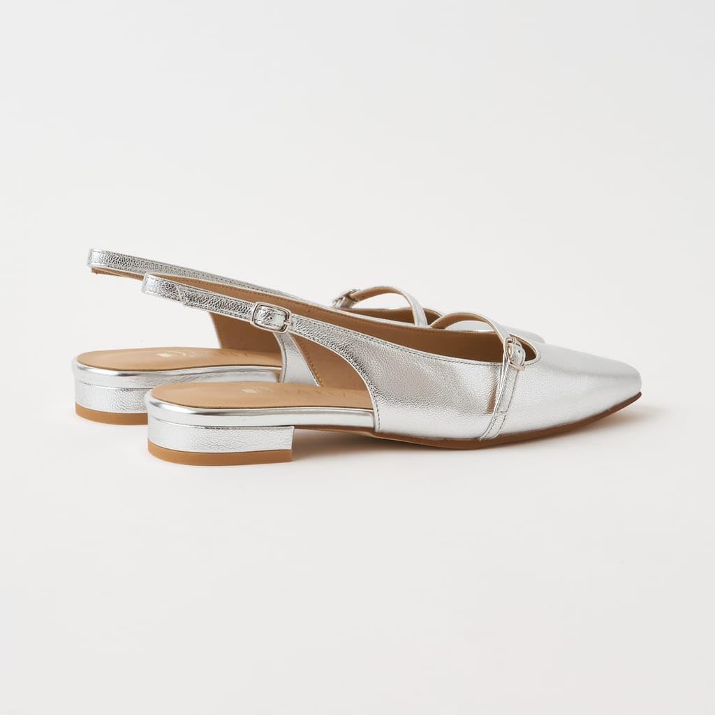 Low heel flat made in 134135100011 [Diana] shoes, Japan, silver, 23.5cm,