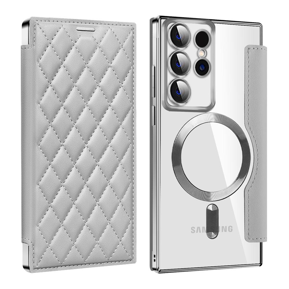 S24ultra Clamshell Leather Case Is Suitable for Samsung S24u Magnetic Mobile Phone Case S23 Electroplated Xiaoxiangfeng S24.