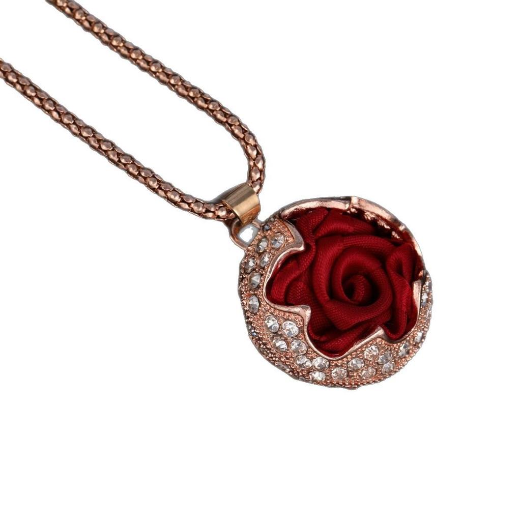 Rose Pendant Necklace - Elegant Sweater Chain for Women