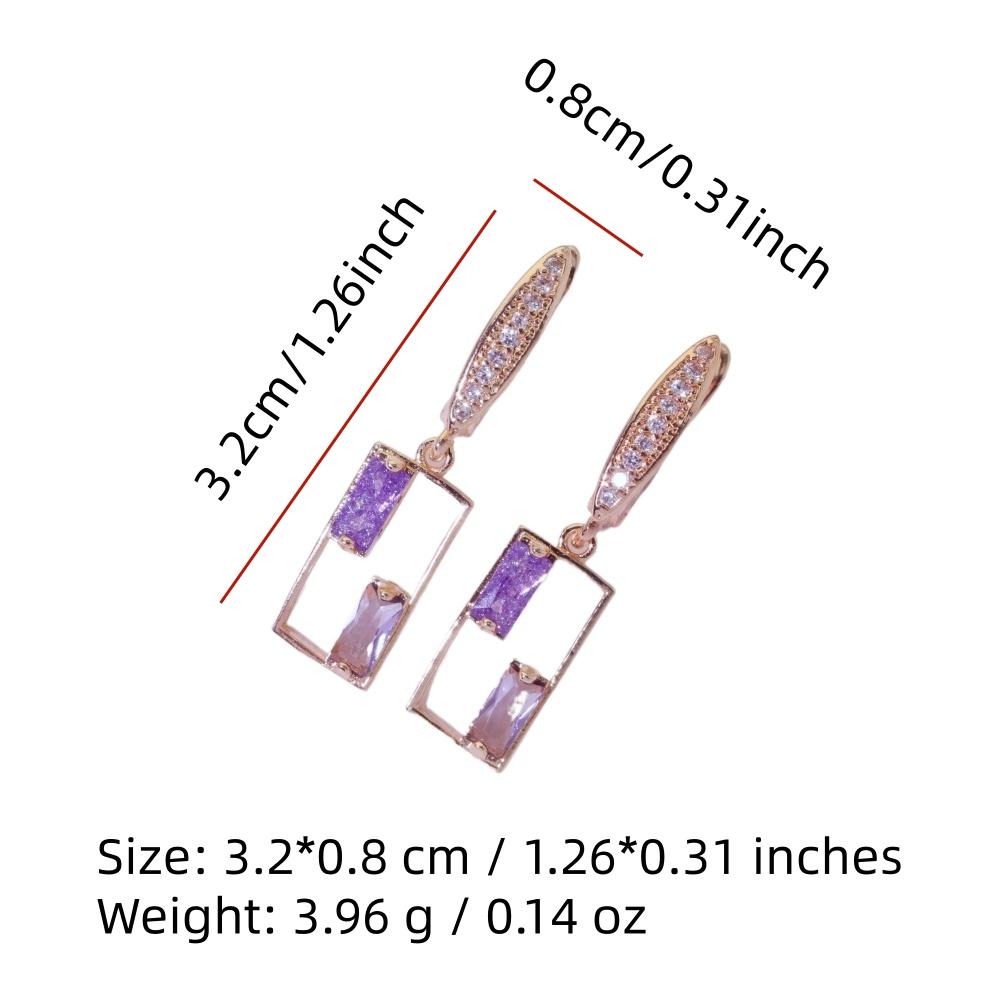 1 Pair Elegant Colorful Hollow Square Dangle Earrings for Women  Zirconia Earring Jewelry Daily Party Accessories
