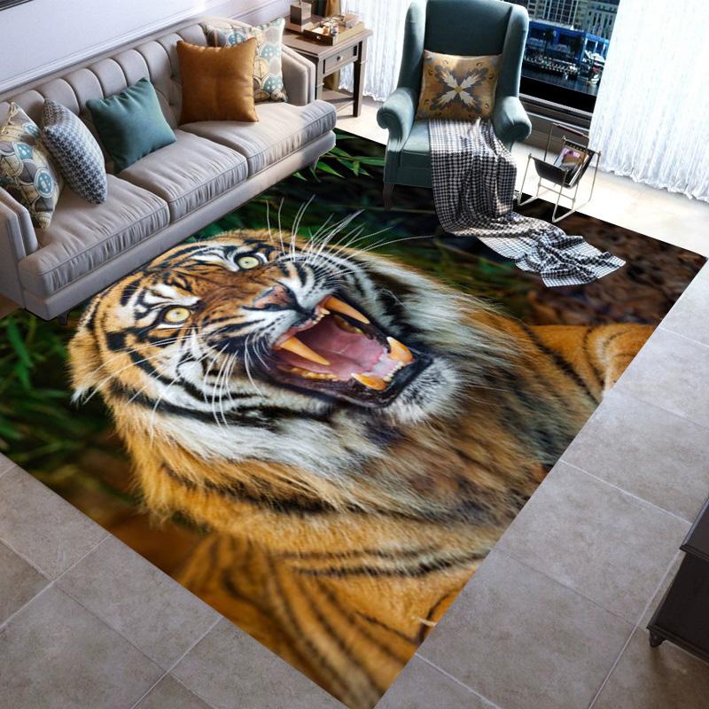 Large Area Rugs Non Slip Animal Tiger Pattern Carpet Living Room Sofa Kitchen Entrance Doormat Hallway Balcony Floor Mat