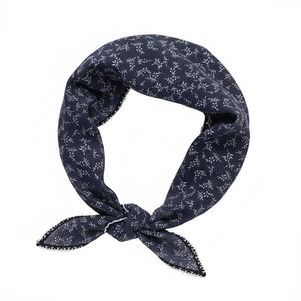 Sweet Lace Design Flower Neck Scarf French Style Gentle Head Wrap Headband Turban Hair Ribbon Summer Season